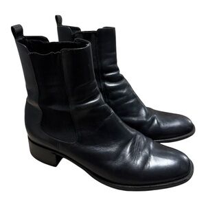 Ann Taylor Black Leather Pull on Chelsea Boot Size 8m made in Brazil